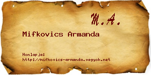 Mifkovics Armanda névjegykártya